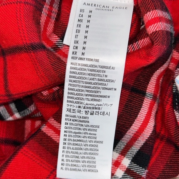 American Eagle lounge plaid long sleeve shirt SIZE MEDIUM - Picture 3 of 4